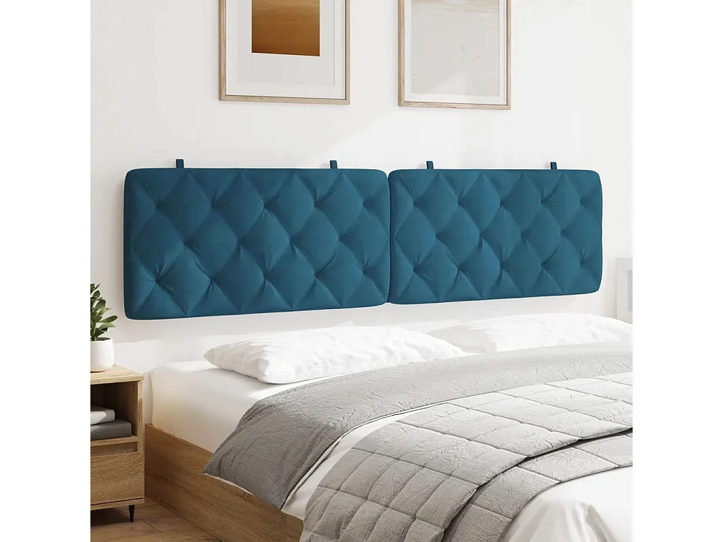 Tête de lit | Coussin de tête de lit | Tête de lit décoratif bleu 200 cm velours