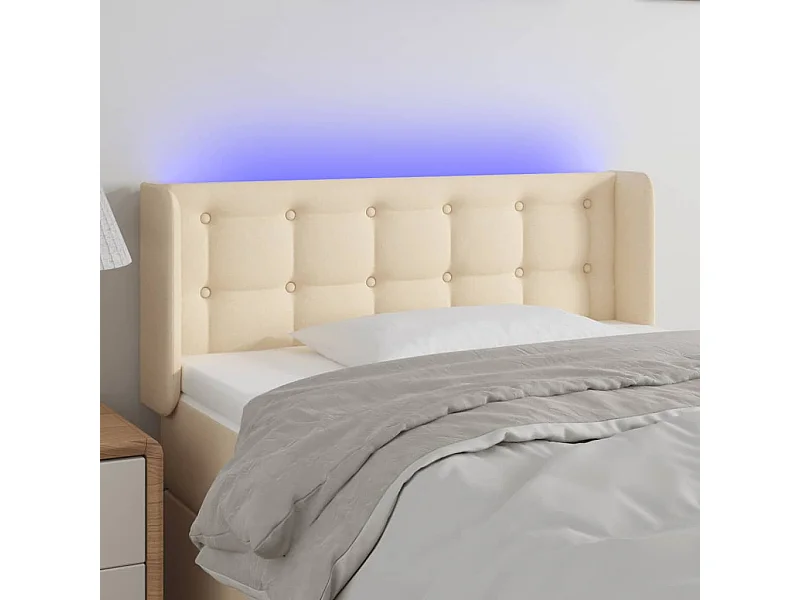 Tête de Lit | Panneau de tête pour lit Moderne à LED Crème 103x16x78/88 cm Tissu