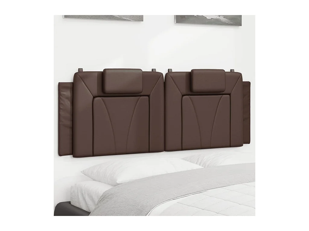 Cabecero de Cama | Cabezal de cama | Mueble de cabecero acolchado Viana cuero sintético marrón 120 cm