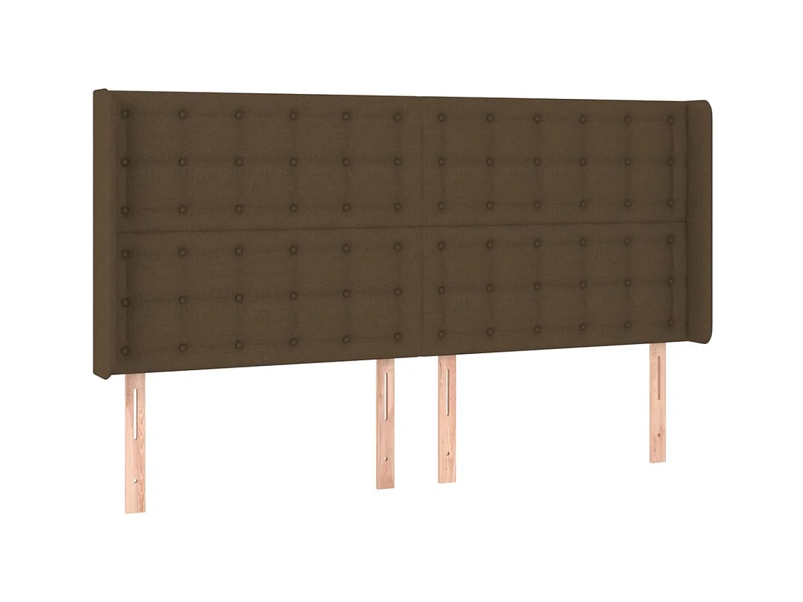 Cabecero | Cabezal de Cama | Mueble cabecero con orejas de tela marrón oscuro 203x16x118/128 cm