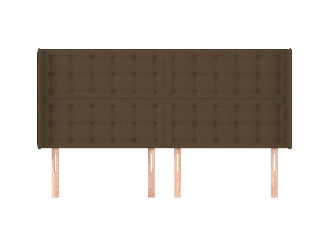 Cabecero | Cabezal de Cama | Mueble cabecero con orejas de tela marrón oscuro 203x16x118/128 cm