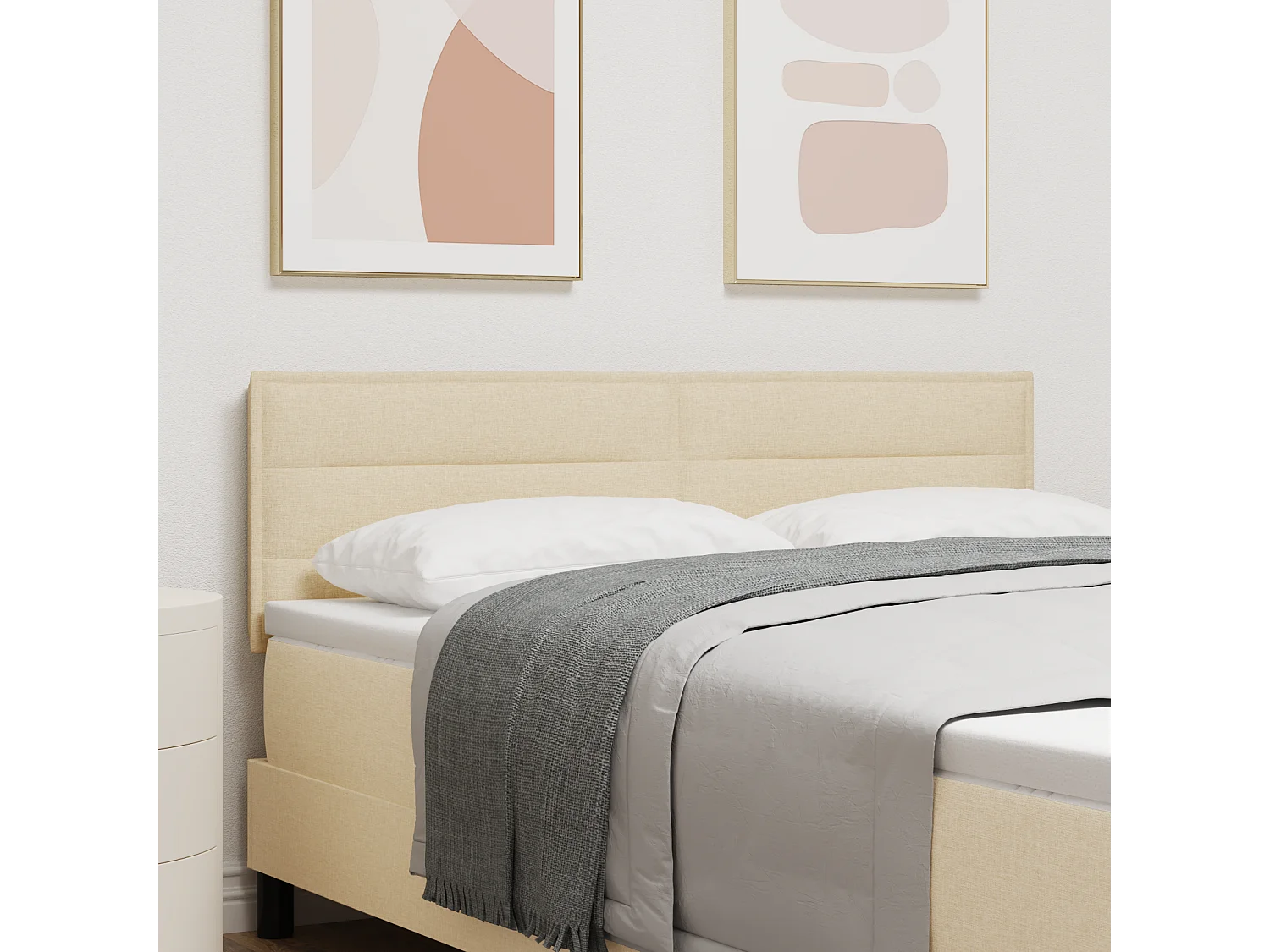 Tête de Lit | Panneau de tête pour lit Moderne Hauteur réglable Manuel Crème 160 cm tissu