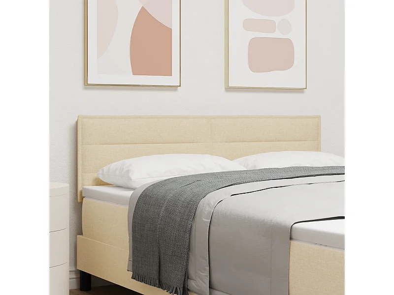 Tête de Lit | Panneau de tête pour lit Moderne Hauteur réglable Manuel Crème 160 cm tissu