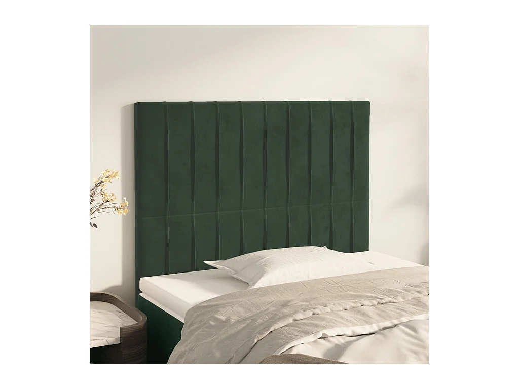 Cabeceros | Cabezal de cama | Mueble de cabecero 2 unidades de terciopelo verde oscuro 80x5x78/88 cm