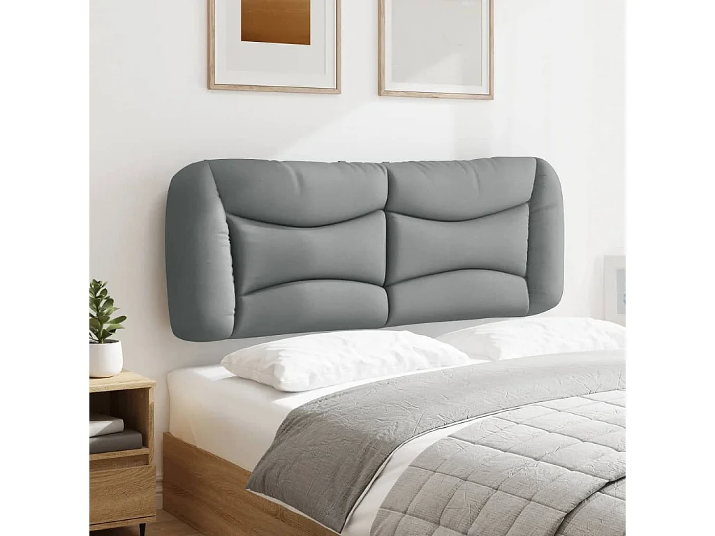 Cabecero de Cama | Cabezal de cama | Mueble de cabecero acolchado Hvar tela gris claro 140 cm