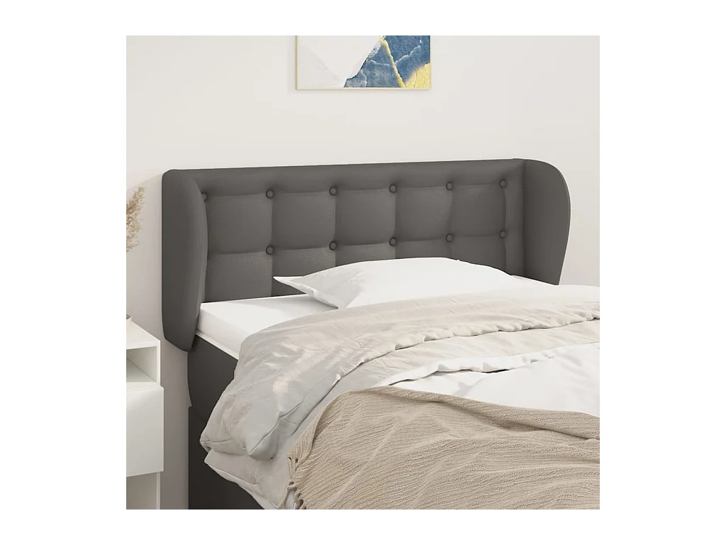Mueble cabecero | Cabezal de cama | Cabecero de cuero sintético gris 103x23x78/88 cm