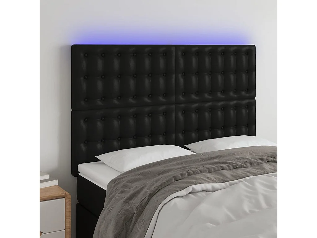 Hoofdbord | Hoofdeinde LED 144x5x118/128 cm kunstleer zwart
