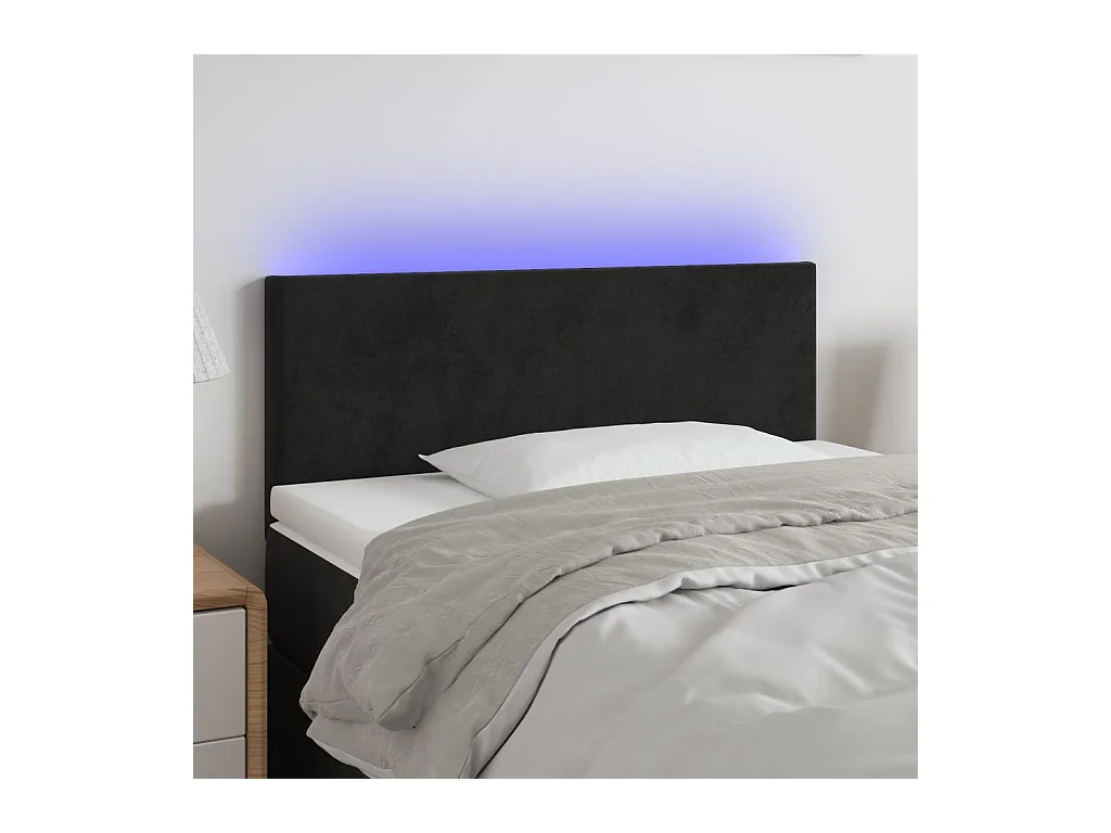 Cabecero | Cabezal de Cama | Mueble cabecero con LED de terciopelo negro 100x5x78/88 cm