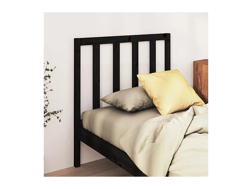 Cabecero de Cama | Cabezal de cama | Mueble de cabecero madera maciza de pino negro 106x4x100 cm