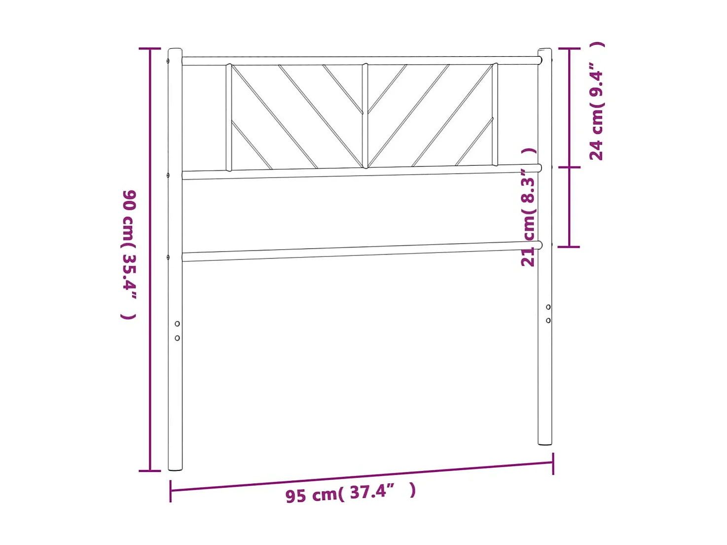 Tête de Lit | Panneau de tête pour lit Moderne métal blanc 90 cm