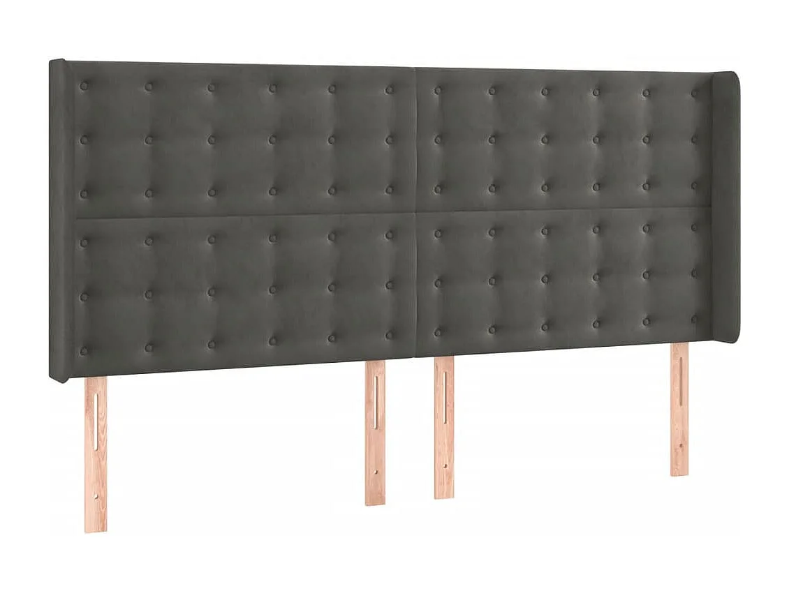 Hoofdbord | Hoofdeinde LED 163x16x118/128 cm fluweel donkergrijs