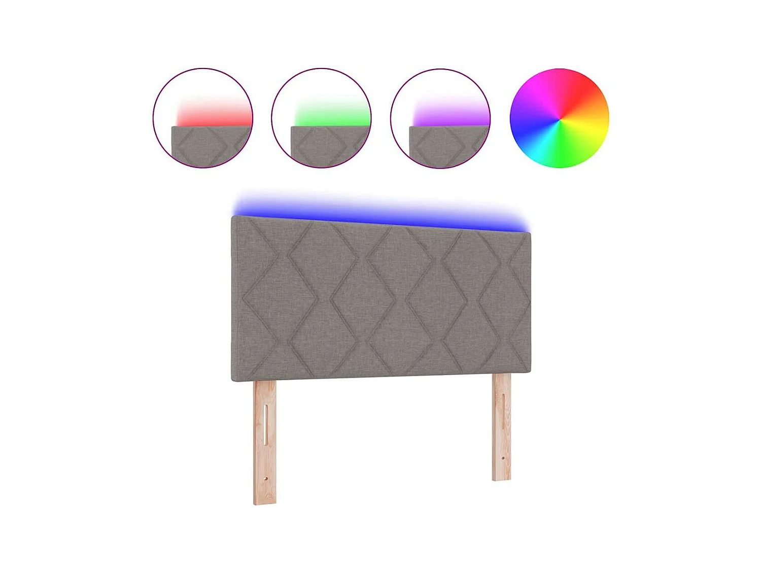 Cabecero | Cabezal de Cama | Mueble cabecero con luces de tiras LED Ajustable Gris Claro 90 cm tela