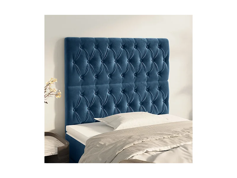 Têtes de lit | Panneaux de tête pour lit Moderne 2 pcs Bleu foncé 100x7x78/88 cm Velours