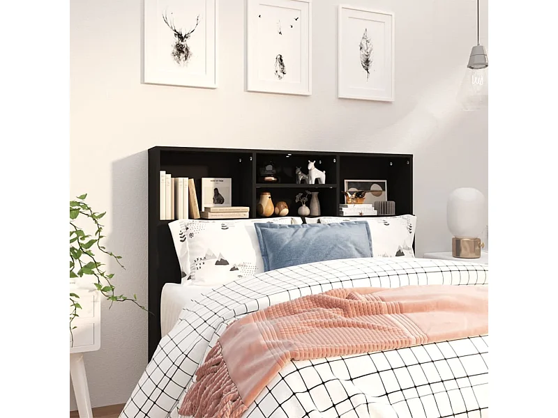 Cabecero de Cama | Cabezal de Cama | Mueble cabecero negro 120x19x103,5 cm