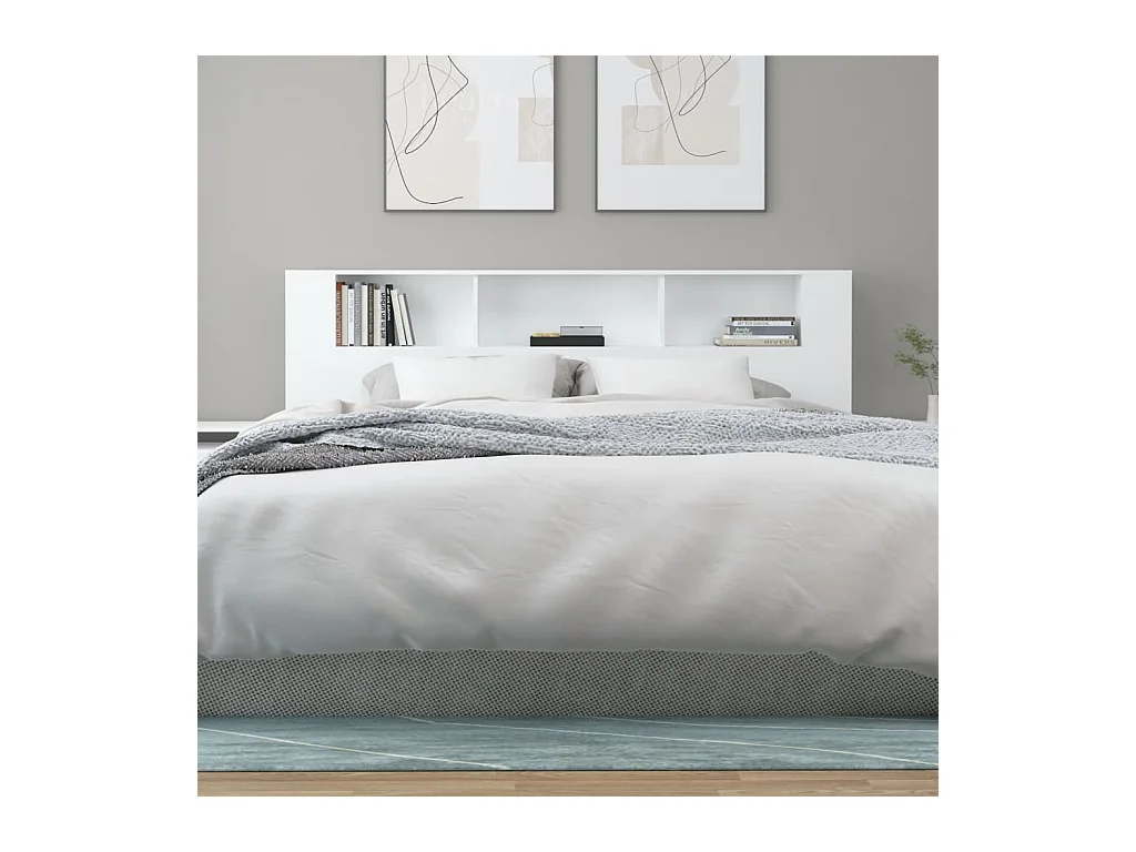 Cabecero de Cama | Cabezal de Cama | Mueble cabecero blanco 200x18,5x104,5 cm