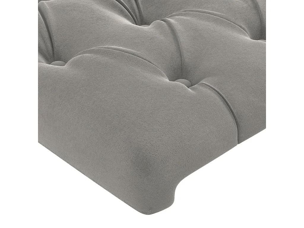 Tête de Lit | Panneau de tête pour lit Moderne à LED Gris clair 183x16x118/128 cm Velours