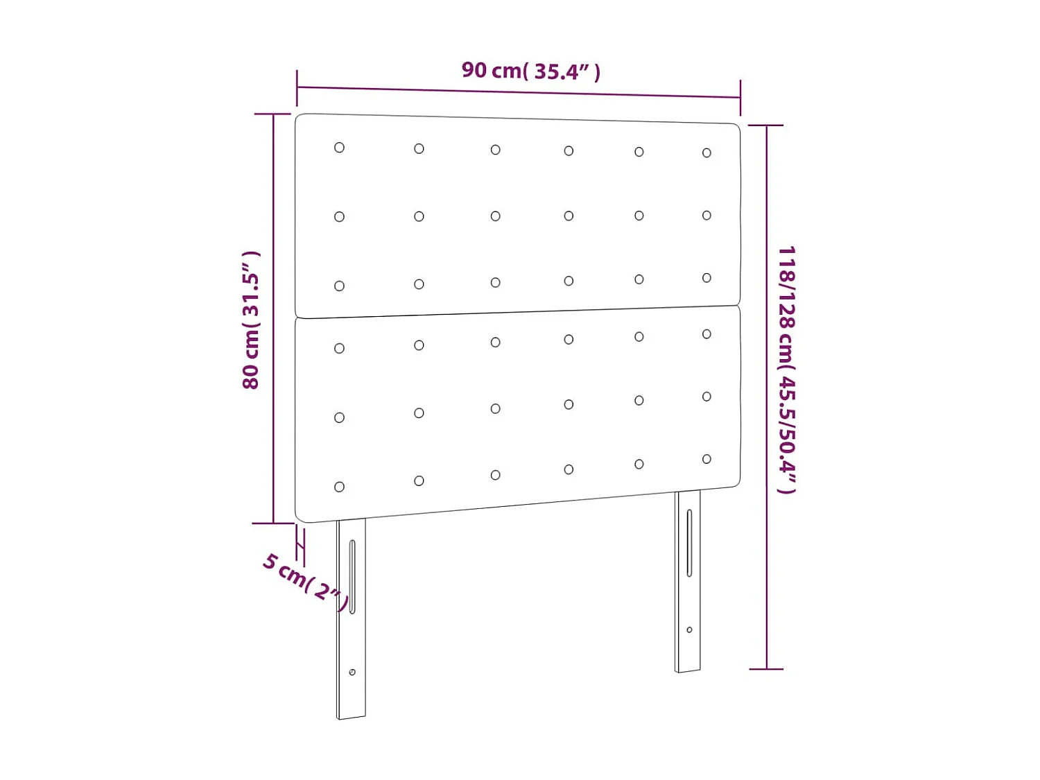 Cabecero | Cabezal de Cama | Mueble cabecero con luces LED cuero sintético capuchino 90x5x118/128cm