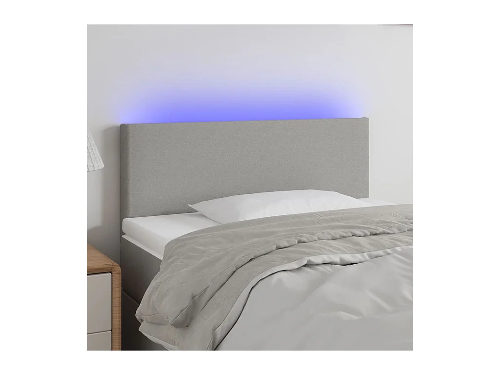 Mueble cabecero | Cabezal de cama | Cabecero con LED de tela gris claro 90x5x78/88 cm