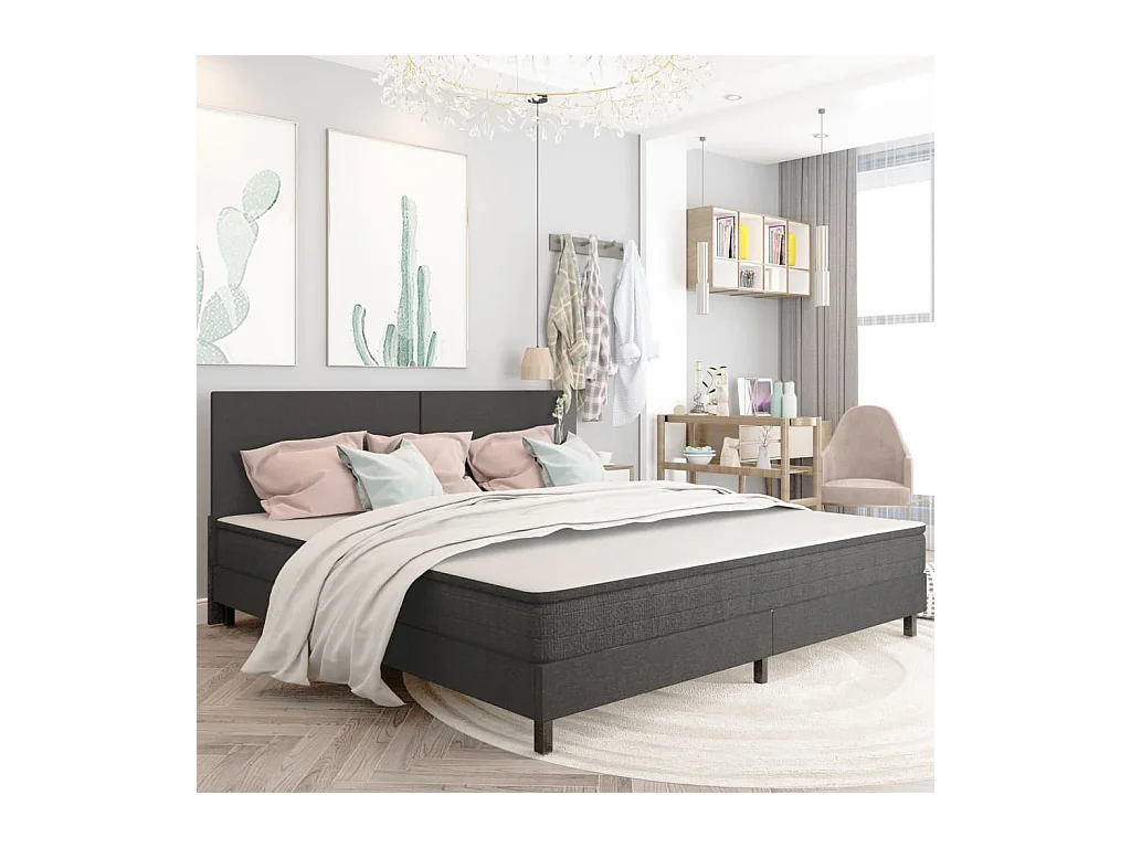 Mueble cabecero | Cabezal de cama | Cabecero de tela gris oscuro 200x200 cm