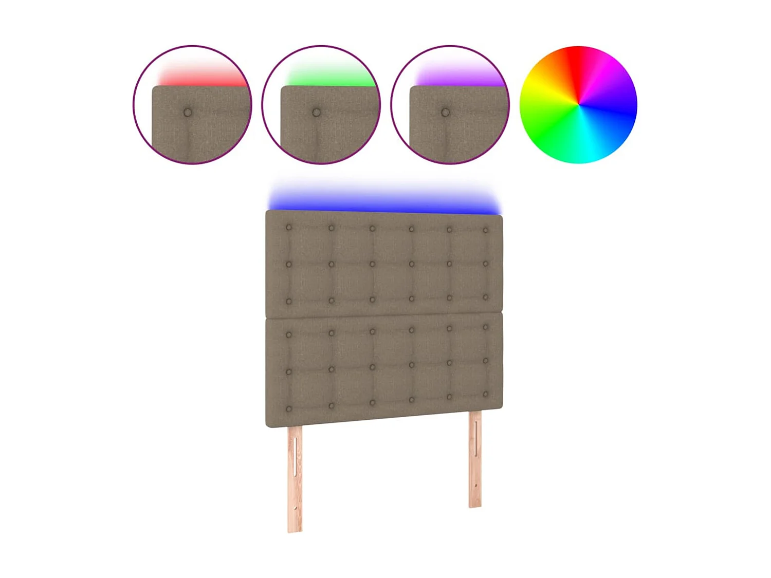 Hoofdbord | Hoofdeinde LED 90x5x118/128 cm stof taupe