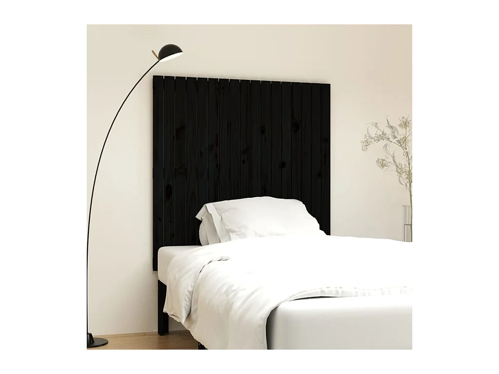 Cabecero de Cama | Cabezal de cama | Mueble de cabecero de pared madera maciza pino negro 108x3x110 cm