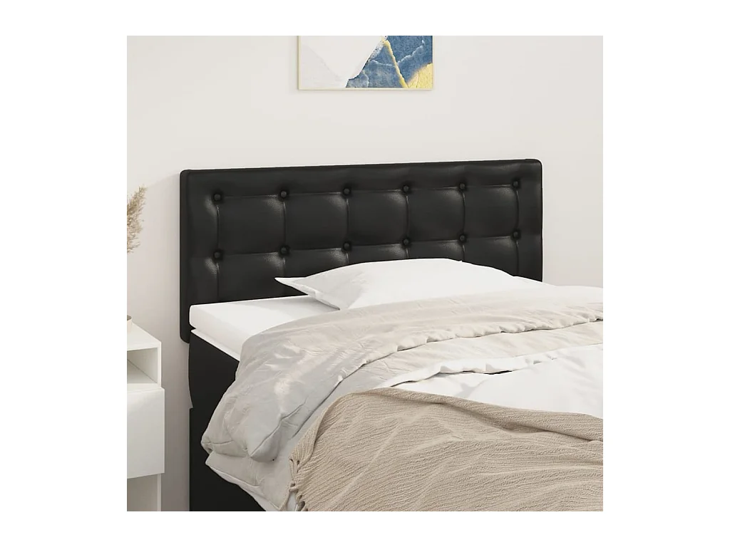 Mueble cabecero | Cabezal de cama | Cabecero de cuero sintético negro 100x5x78/88 cm