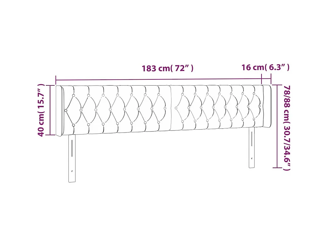 Tête de Lit | Panneau de tête pour lit Moderne à LED Vert foncé 183x16x78/88 cm Velours