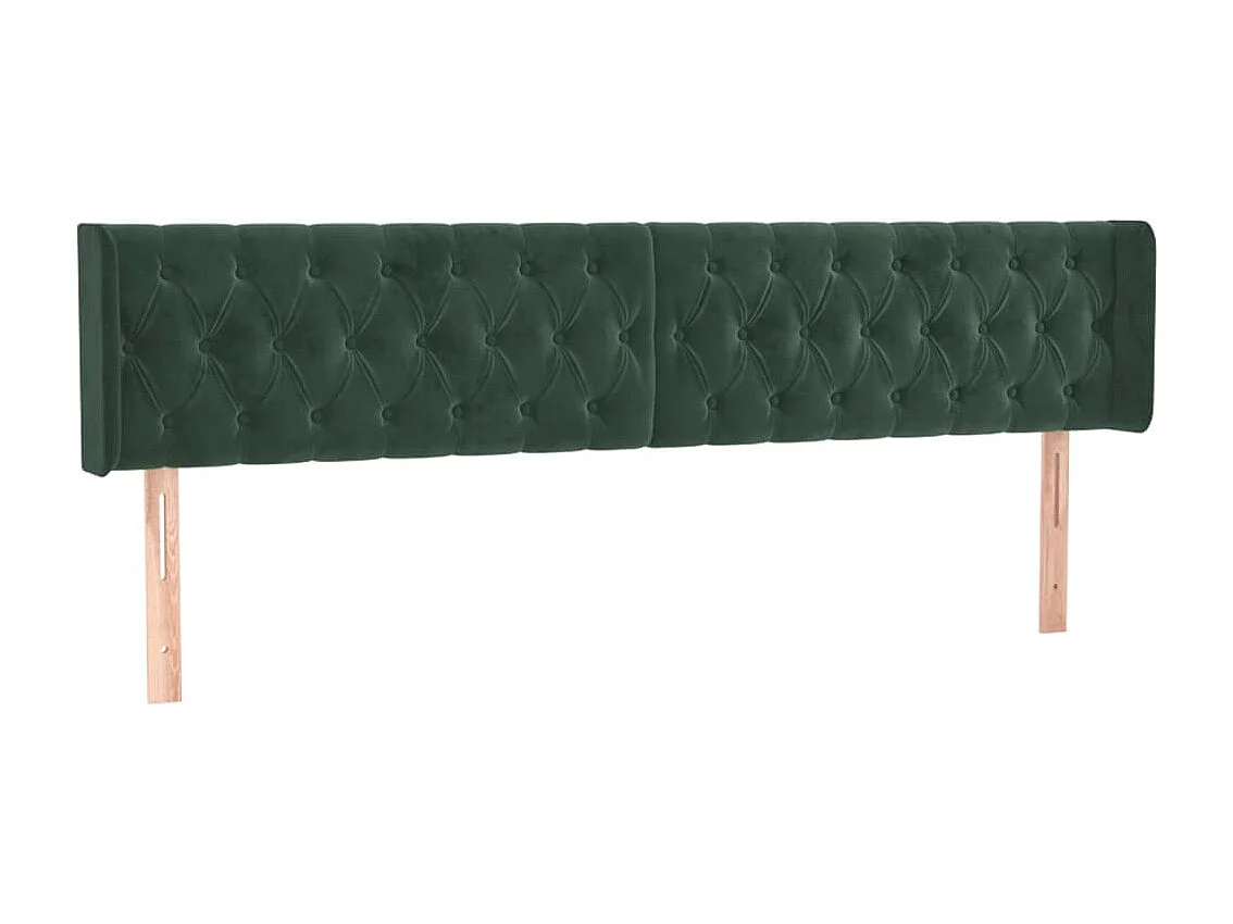 Tête de Lit | Panneau de tête pour lit Moderne à LED Vert foncé 183x16x78/88 cm Velours