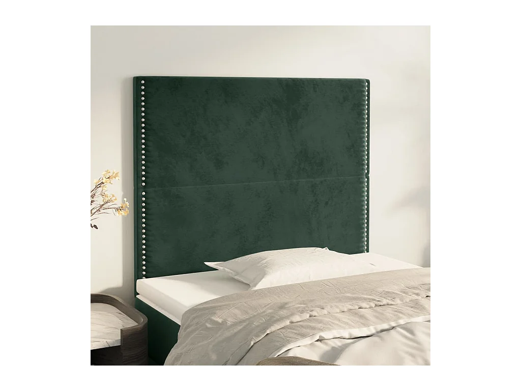 Cabeceros | Cabezal de cama | Mueble de cabecero 2 unidades de terciopelo verde oscuro 100x5x78/88 cm