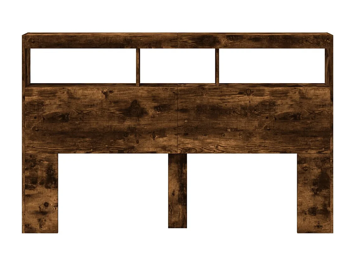 Tête de Lit avec rangement | Armoire de tête de lit avec LED chêne fumé 160x17x102 cm