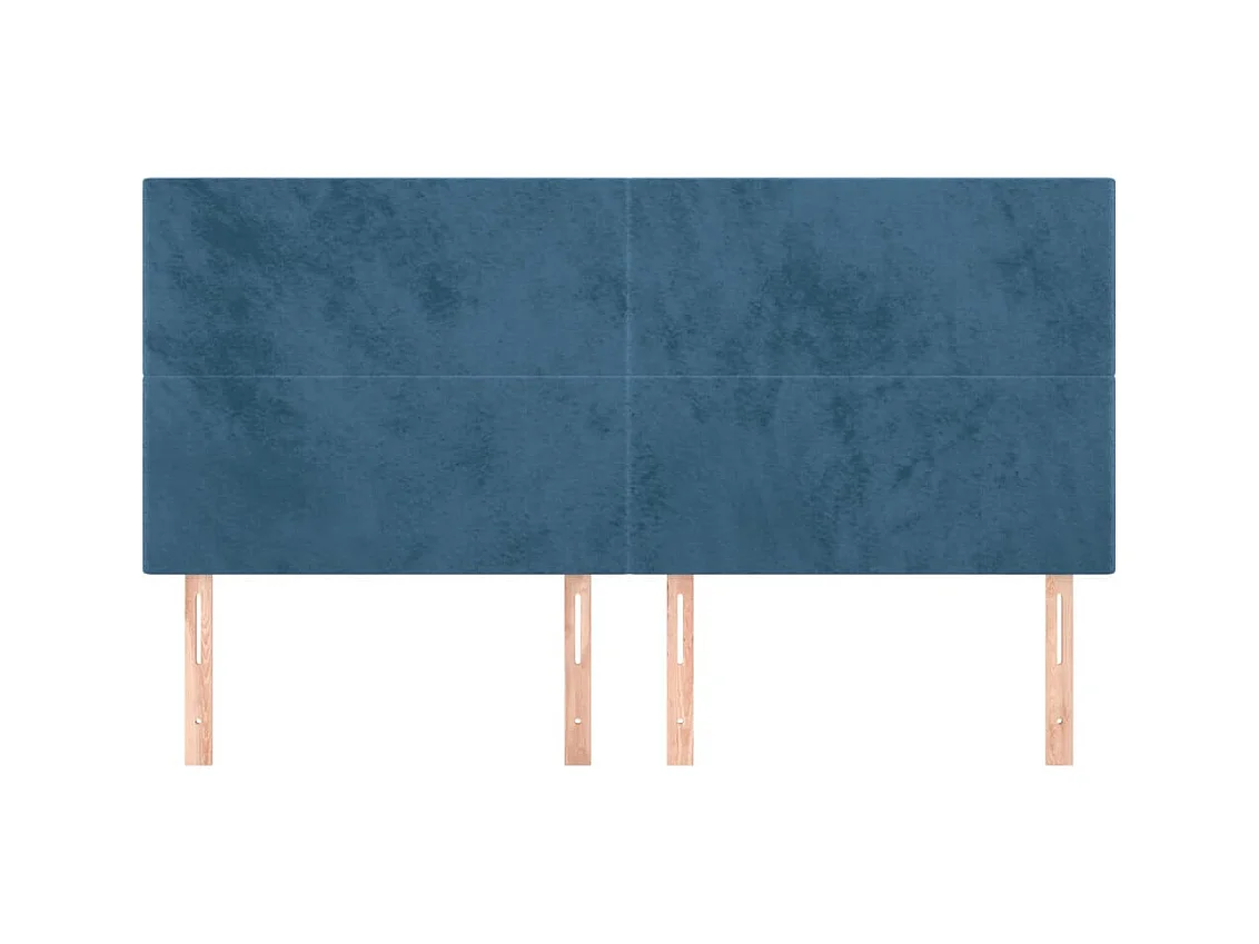Cabeceros | Cabezal de cama | Mueble de cabecero 4 unidades de terciopelo azul oscuro 80x5x78/88 cm