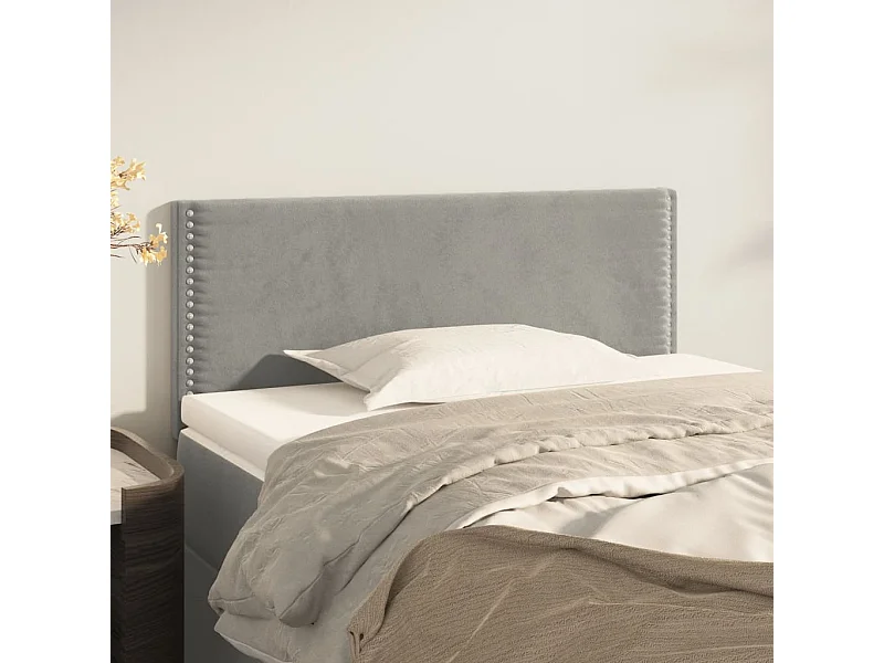 Mueble cabecero | Cabezal de cama | Cabecero de terciopelo gris claro 100x5x78/88 cm