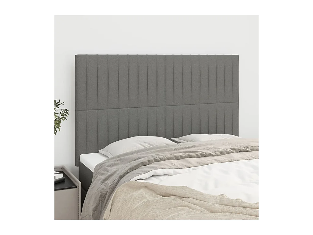 Têtes de lit | Panneaux de tête pour lit Moderne 4 pcs Gris foncé 72x5x78/88 cm Tissu