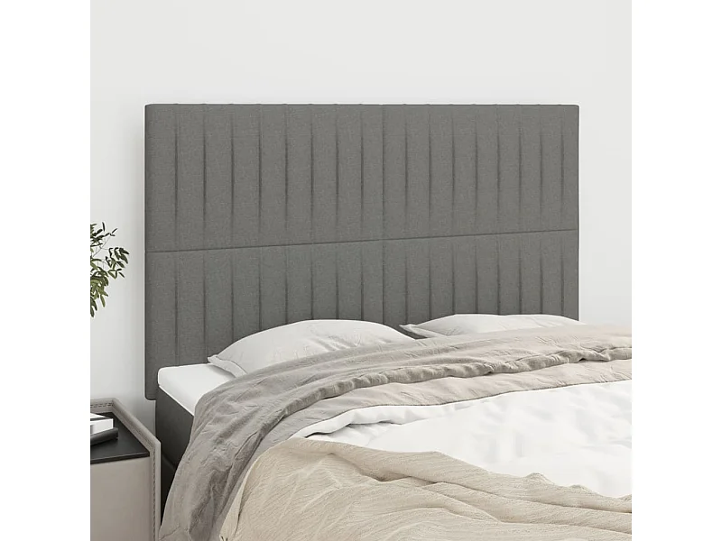 Têtes de lit | Panneaux de tête pour lit Moderne 4 pcs Gris foncé 72x5x78/88 cm Tissu