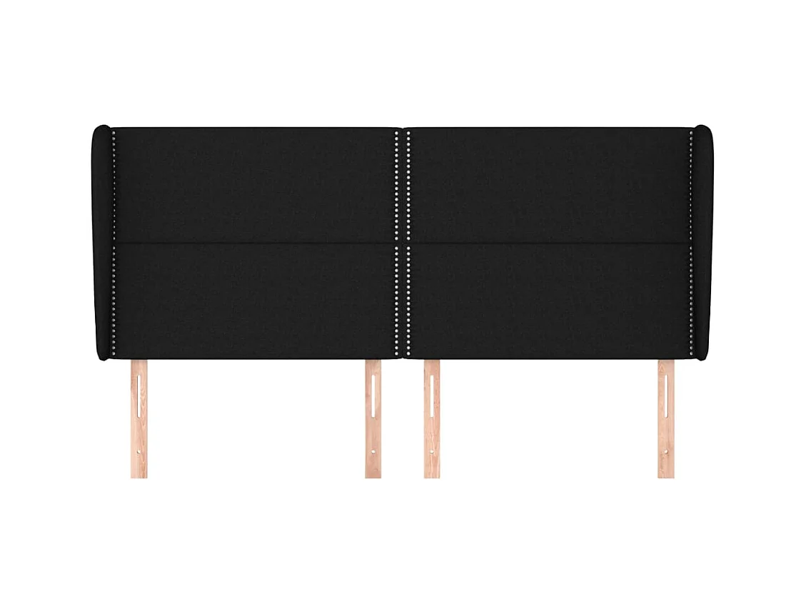 Cabecero | Cabezal de Cama | Mueble cabecero con orejas de tela negro 183x23x118/128 cm