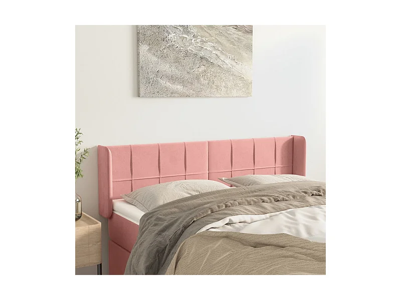 Tête de Lit | Panneau de tête pour lit Moderne avec oreilles Rose 147x16x78/88 cm Velours