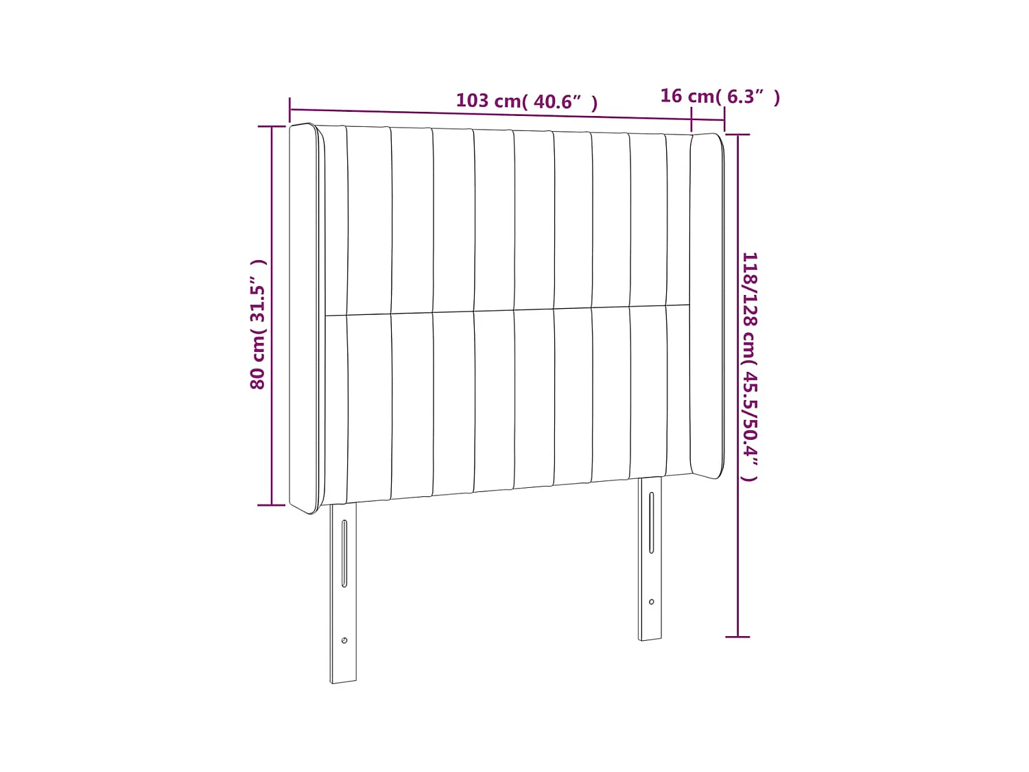 Mueble cabecero | Cabezal de cama | Cabecero con LED de tela color crema 103x16x118/128 cm