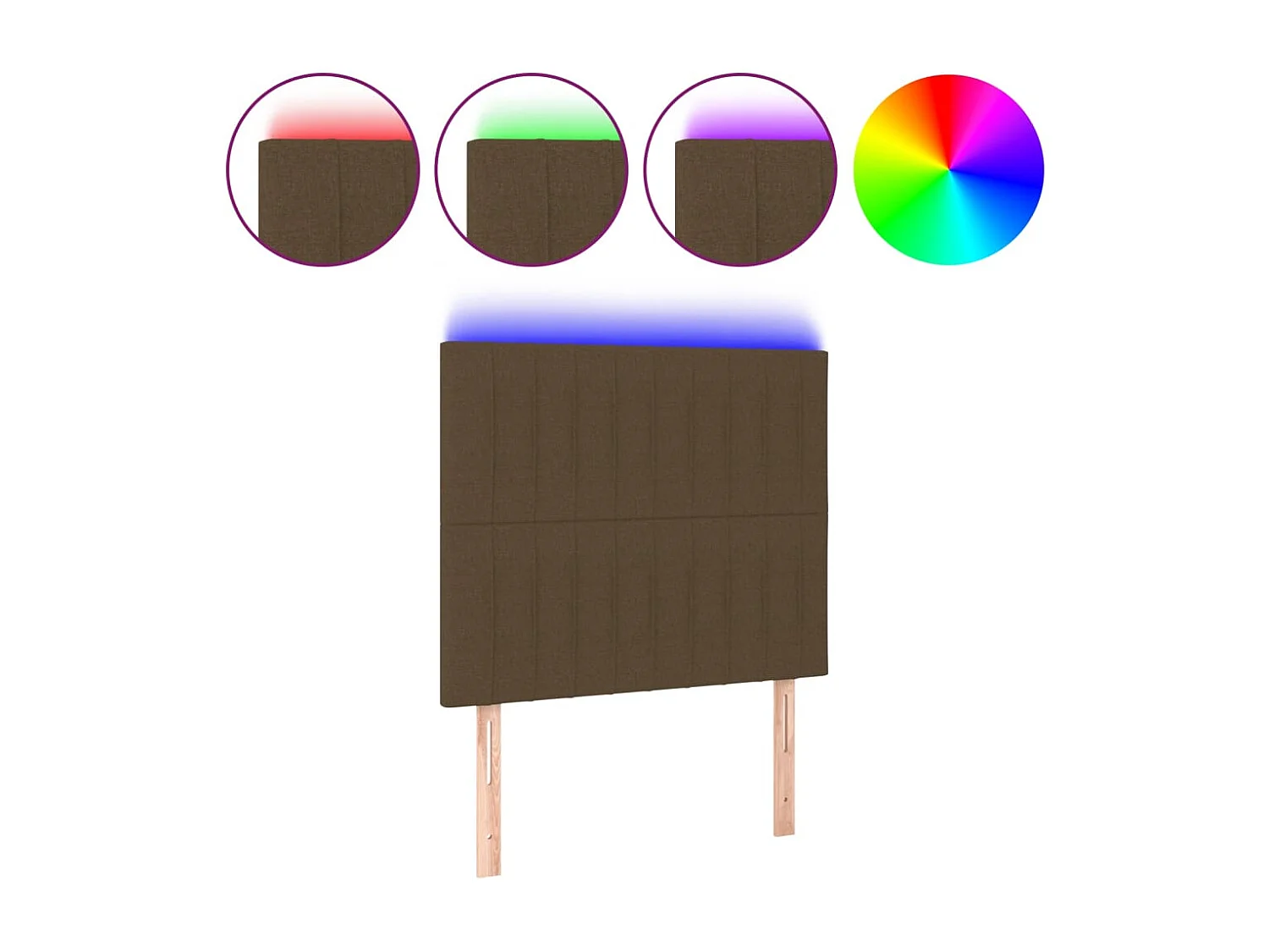 Hoofdbord | Hoofdeinde LED 90x5x118/128 cm stof donkerbruin