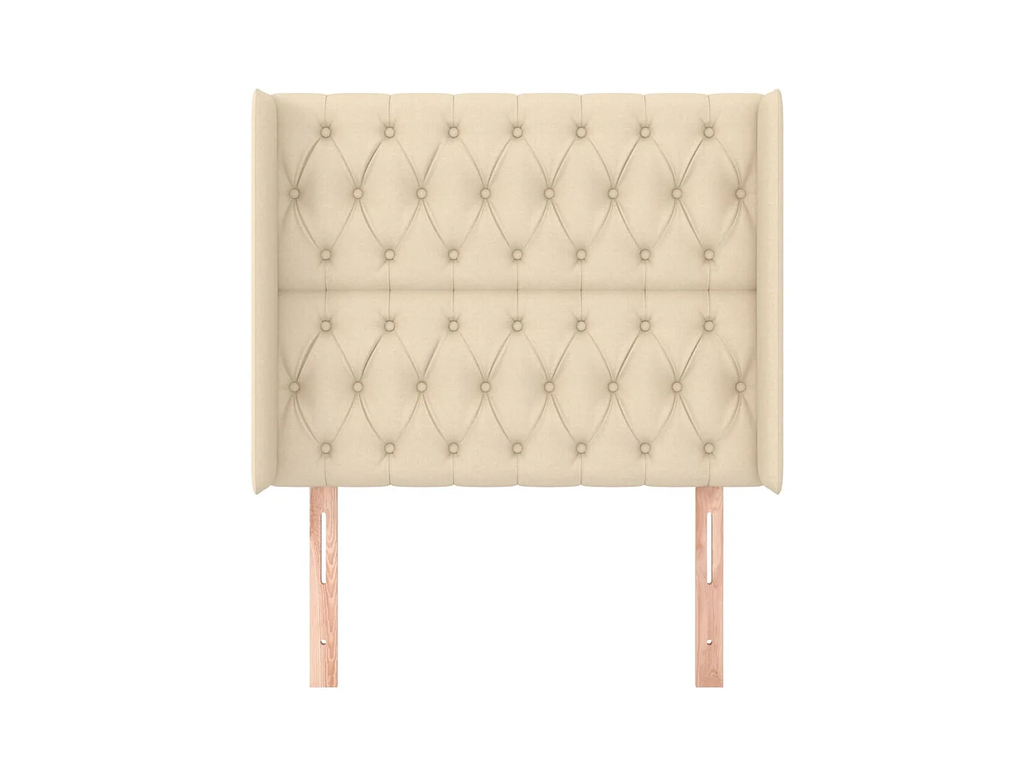 Cabecero | Cabezal de Cama | Mueble cabecero con orejas de tela color crema 93x16x118/128 cm