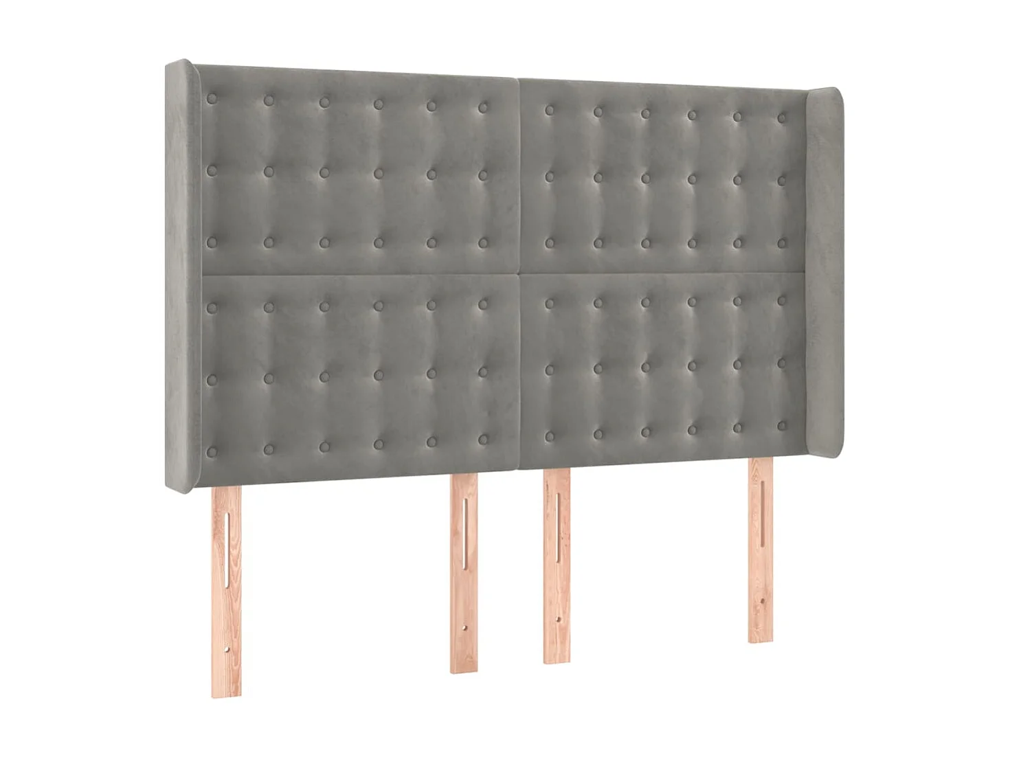 Tête de Lit | Panneau de tête pour lit Moderne à LED Gris clair 147x16x118/128 cm Velours