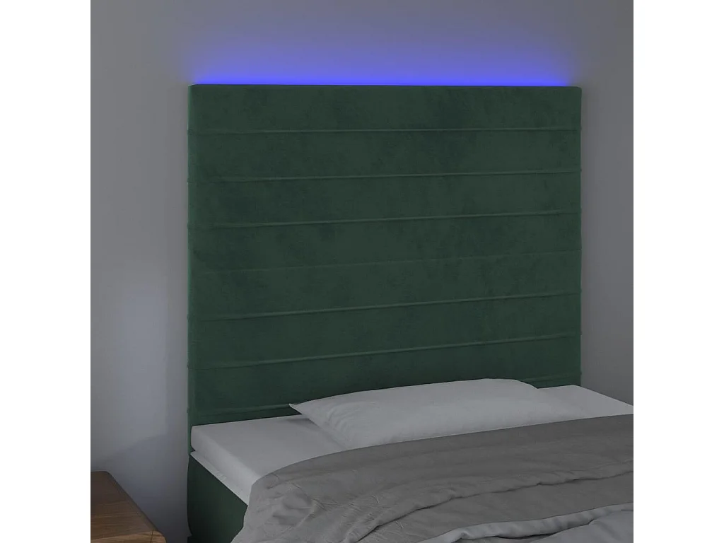 Hoofdbord | Hoofdeinde LED 90x5x118/128 cm fluweel donkergroen