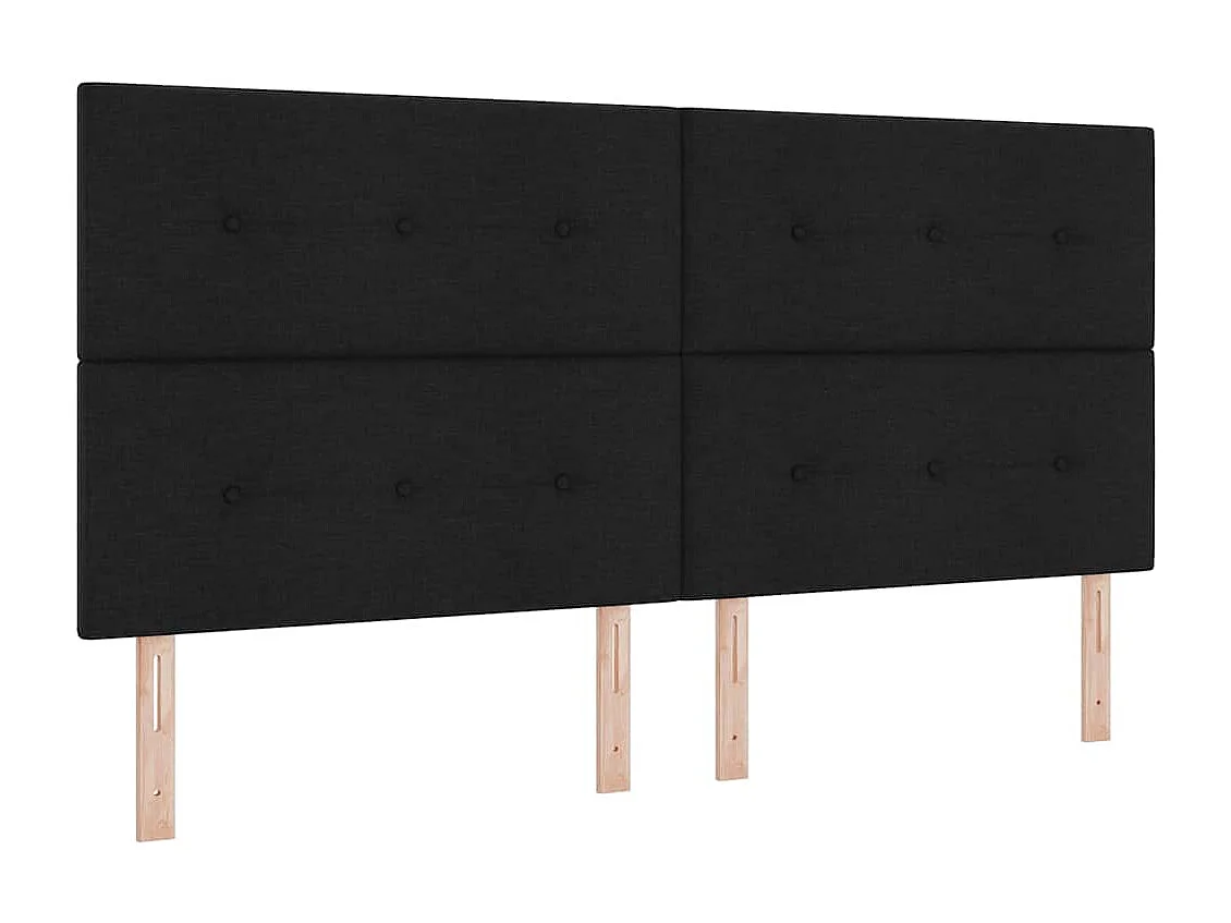Tête de Lit | Panneau de tête pour lit Moderne LED avec des lumières à LED Noir 200 cm tissu
