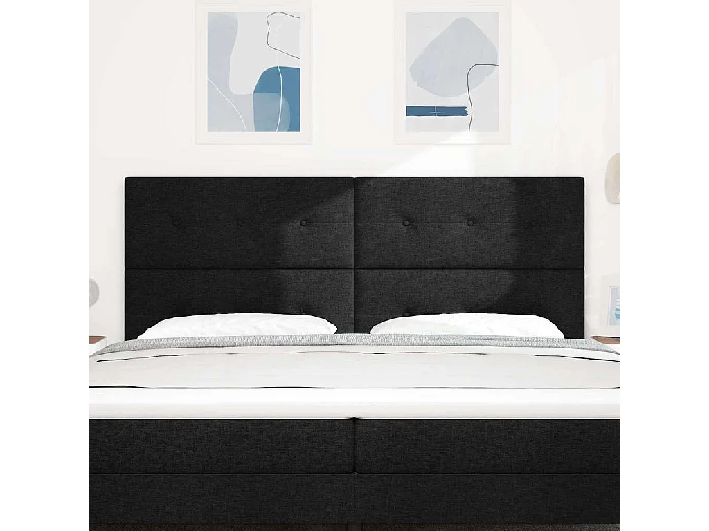 Tête de Lit | Panneau de tête pour lit Moderne LED avec des lumières à LED Noir 200 cm tissu
