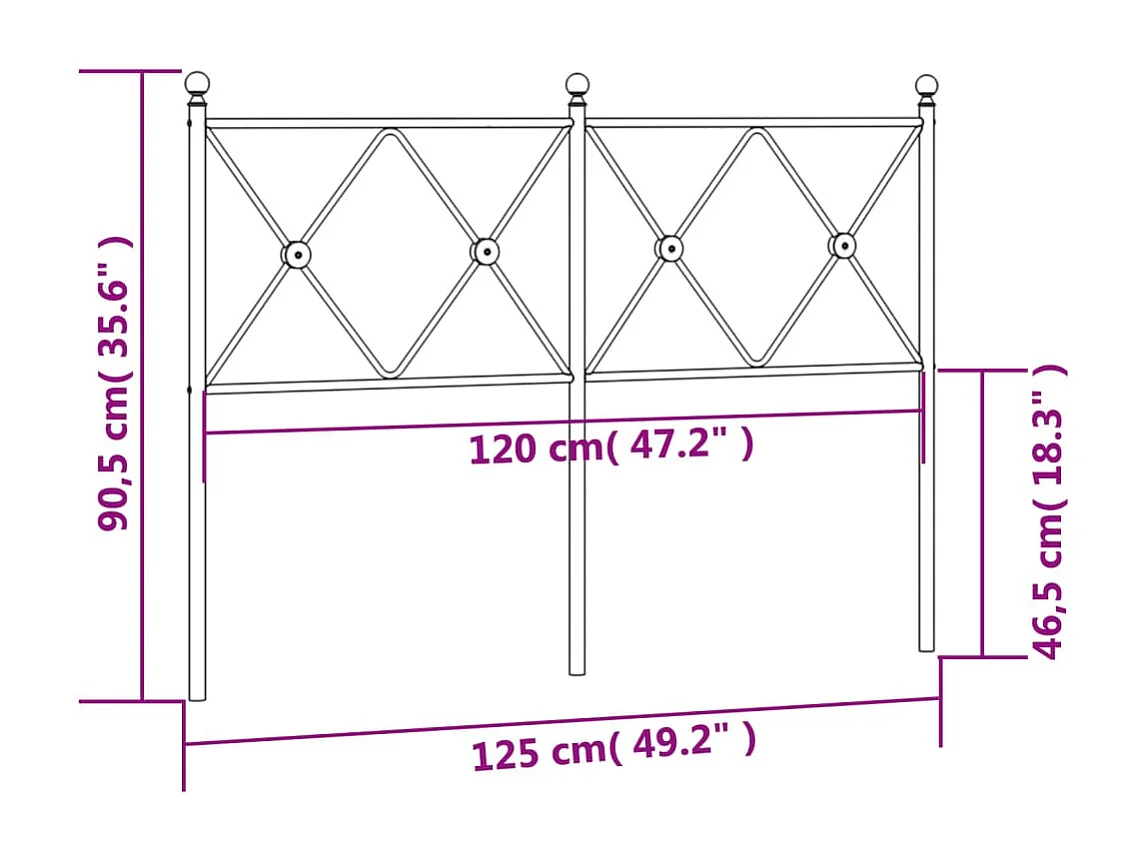 Tête de Lit | Panneau de tête pour lit Moderne métal noir 120 cm