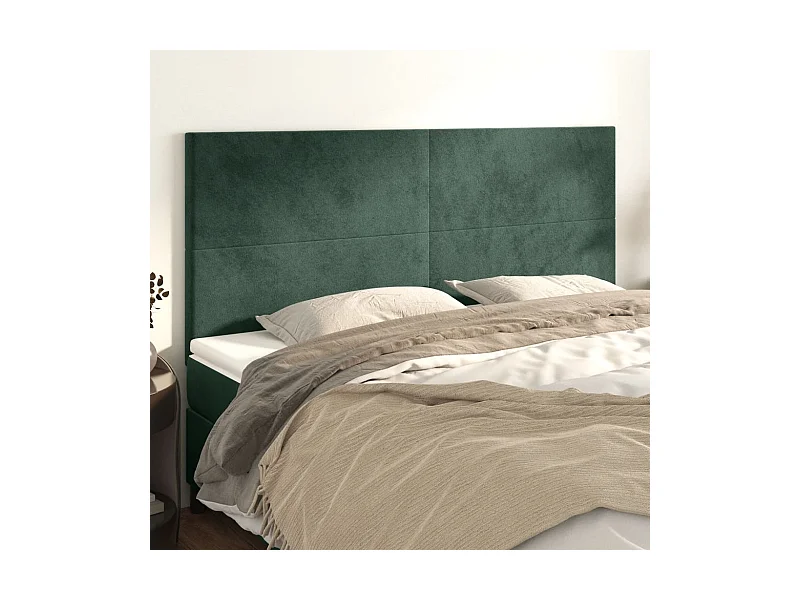 Têtes de lit | Panneaux de tête pour lit Moderne 4 pcs Vert foncé 80x5x78/88 cm Velours
