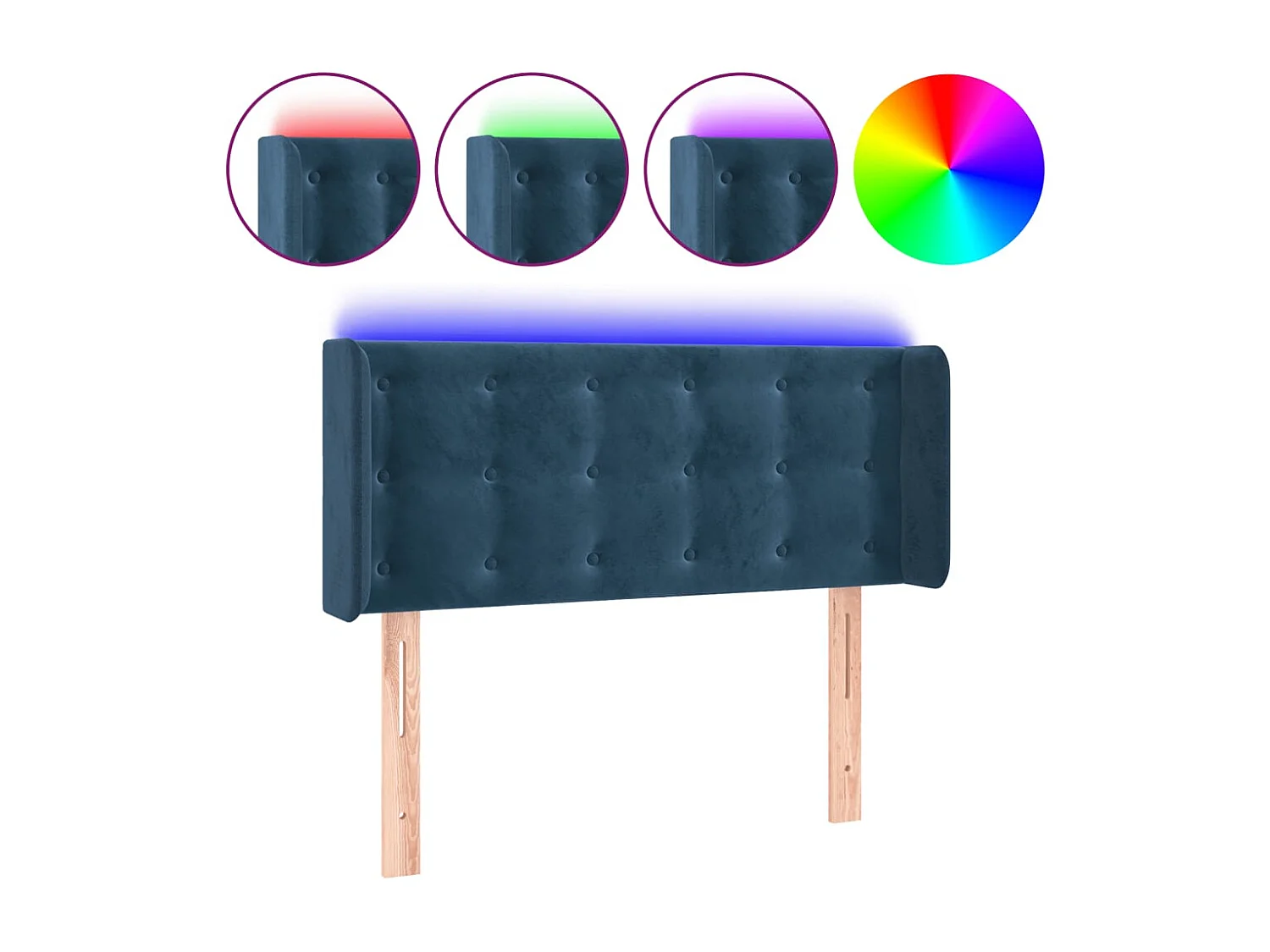 Tête de Lit | Panneau de tête pour lit Moderne à LED Bleu foncé 83x16x78/88 cm Velours