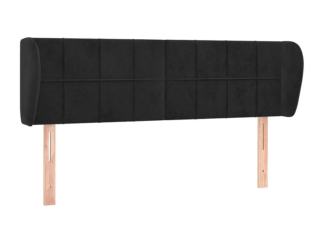 Mueble cabecero | Cabezal de cama | Cabecero de terciopelo negro 147x23x78/88 cm