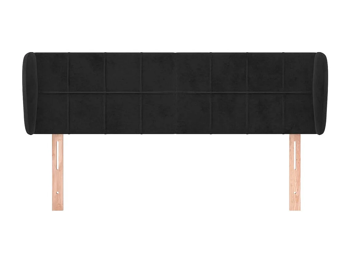 Tête de Lit | Panneau de tête pour lit Moderne avec oreilles Noir 147x23x78/88 cm Velours