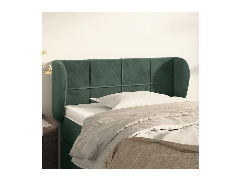 Mueble cabecero | Cabezal de cama | Cabecero de terciopelo verde oscuro 103x23x78/88 cm