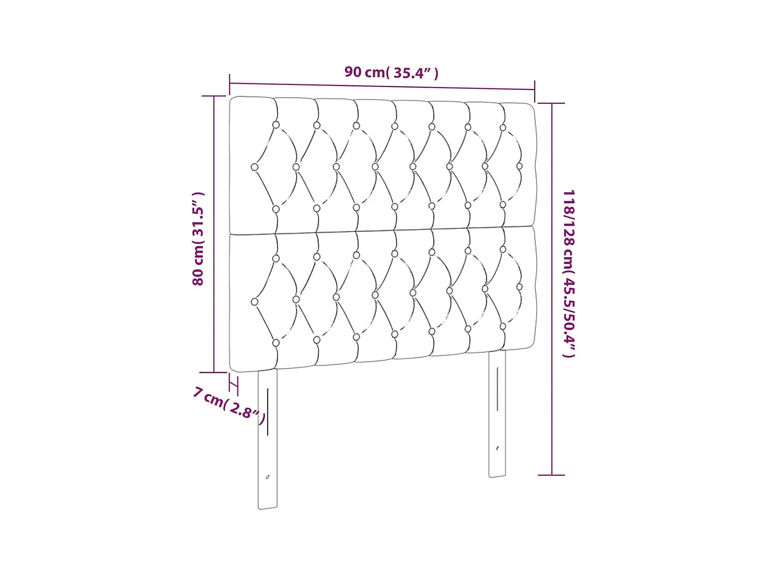 Cabecero | Cabezal de Cama | Mueble cabecero con luces LED tela gris claro 90x7x118/128 cm